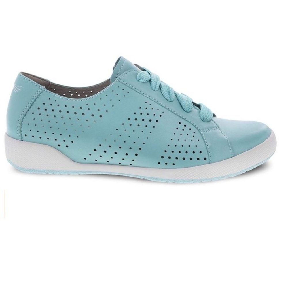 Dansko Orli Perforated Aqua Blue Sneakers Leather Comfortable Size 39, 8.5-9